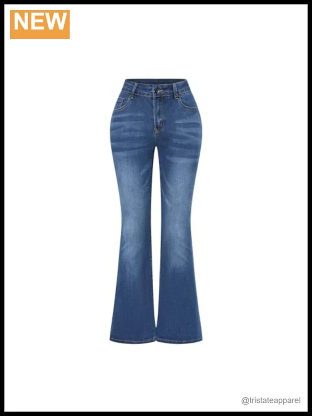 Stretchy Mid Rise Flare Jeans Distressed Denim Bell Bottom